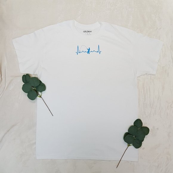 Heartbeat Fisherman Print Crew Neck T-Shirt - Picture 1 of 7